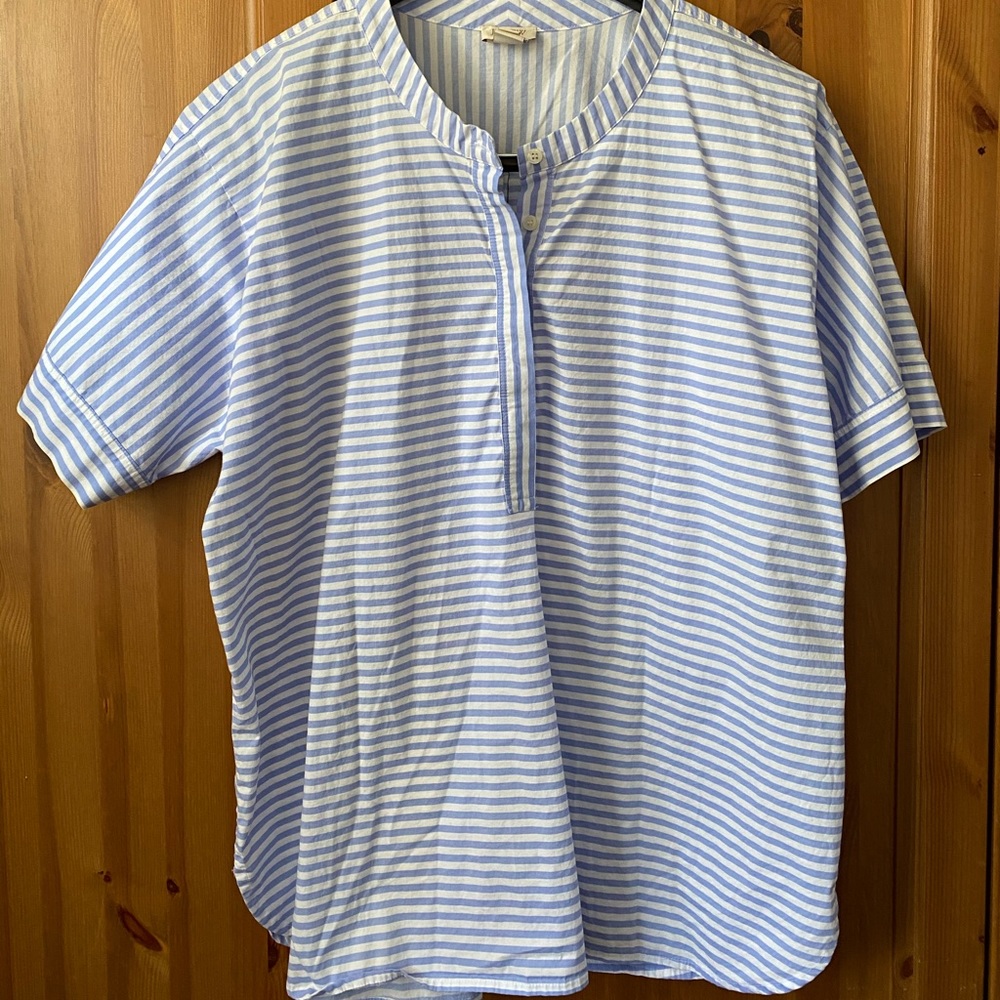 JCrew Striped Short Sleeve Popover